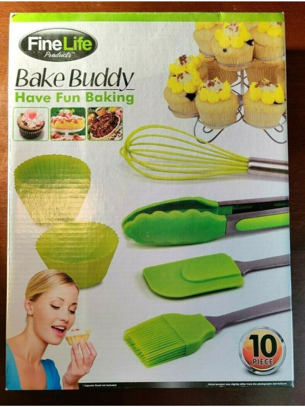 Finelife - Bake Buddy 10 Piece Silicone Baking Set, Cupcake Liners, Whisk, Tongs